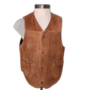 Vintage Deer Wear Genuine Leather Wool Lined Vest Size 44